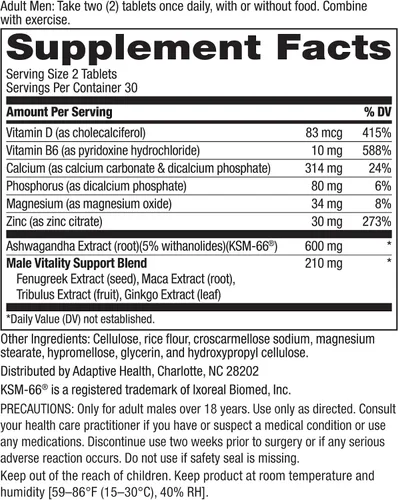 Vista 7 de Ageless Male Free Testosterone Booster Supplement for Men, 60 Tablets