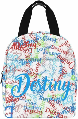 Vista 26 de InterestPrint Bolsa de almuerzo con nombre personalizado para hombres y mujeres, color rosa, blanco y negro, con lunares personalizados, enfriador