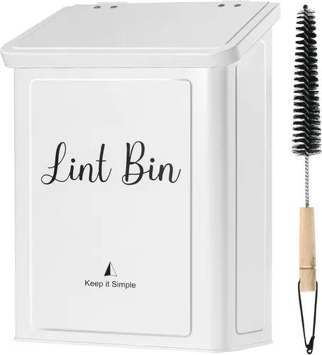 Vista 10 de SUBEKYU Contenedor Magnético de Metal para Pelusa para Cuarto de Lavandería, Soporte de Caja de Pelusa Montado en la Pared, Bote de Basura con Tapa