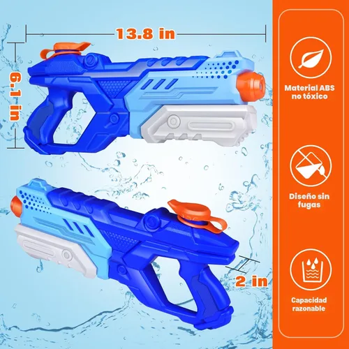 Vista 3 de Quanquer Paquete de 3 Pistolas de Agua para Niños y Adultos - Pistola de Juguete de Agua de 600CC Súper Blaster Empapador de Largo Alcance Alta