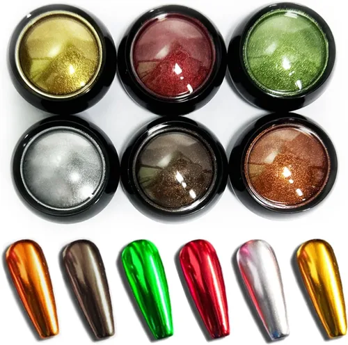 Vista 12 de Brillo holográfico para uñas, arco iris, neón, cromado, efecto de polvo de uñas, decoración de escamas, punta de polvo de uñas cromada, accesorios