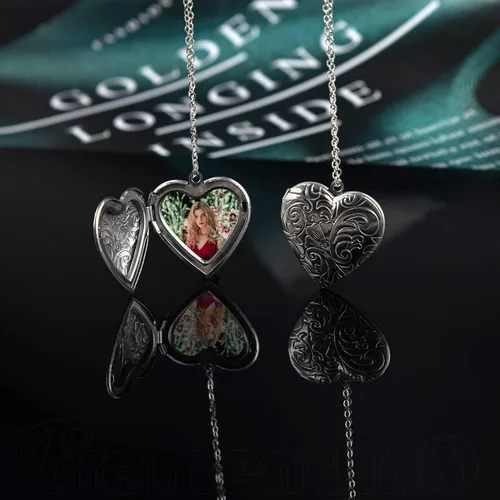 Vista 9 de Framendino, Colgantes con marco de fotos de corazón para hacer joyas