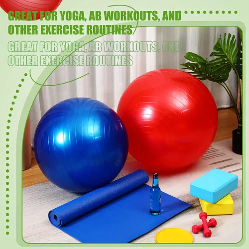 Vista 4 de Leyndo Pelota de ejercicio de yoga, pilates, embarazo, parto, fitness, con bomba rápida, antiestallido para mejorar la postura, equilibrio, yoga