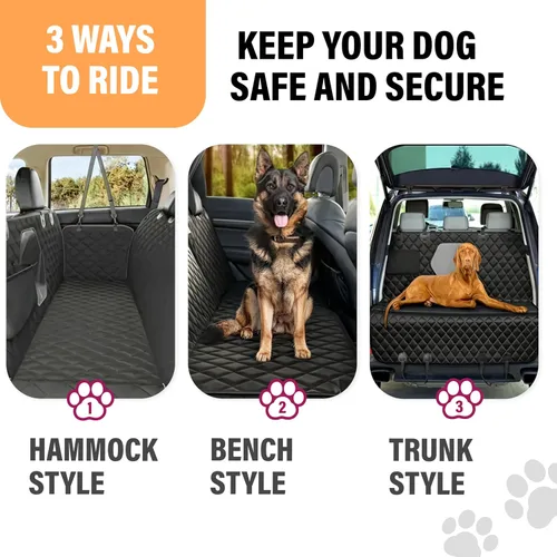 Vista 9 de Active Pets - Funda de asiento trasero para perros, hamaca XL para perro con ventana de malla, antideslizante, impermeable, protector de asiento