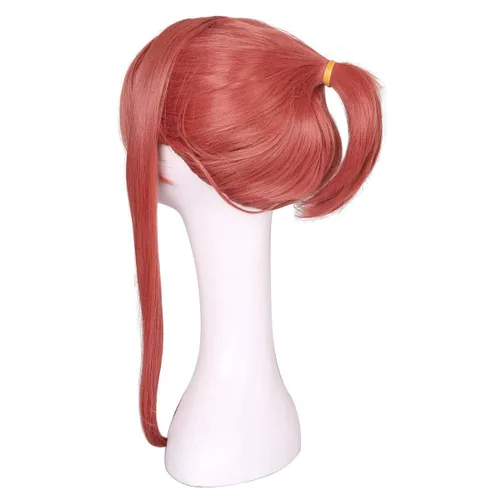 Vista 4 de ColorGround Peluca con lazo largo Coral Cosplay peluca con cola de caballo larga