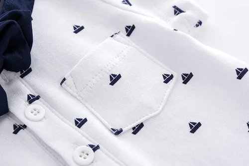 Vista 5 de Conjunto de pantalones cortos azules para bebé, trajes formales para bebés