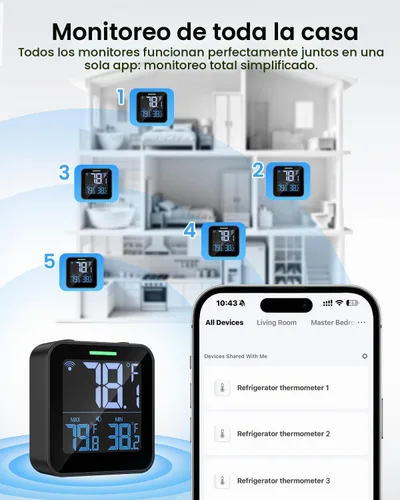 Vista 6 de Termómetro del refrigerador de WiFi, alarma del congelador