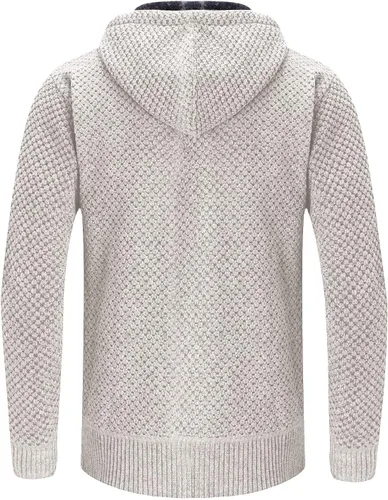 Vista 2 de Mens Zipper Hooded Knitwear Sweater Coat Long Sleeve Sherpa Jacket Colorblock Hoodie Sweatshirt Fleece Warm Winter Coat
