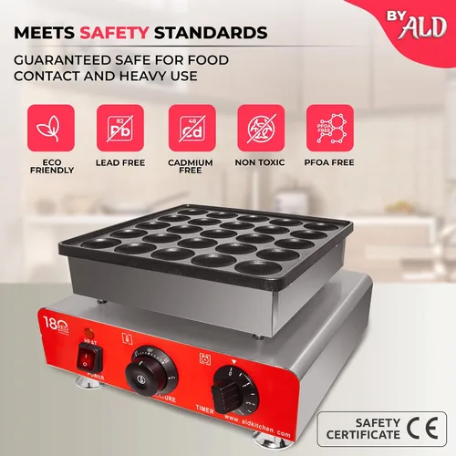 Vista 4 de ALDKitchen Mini fabricante holandés para panqueques, antiadherente, 110 V (25 panqueques)