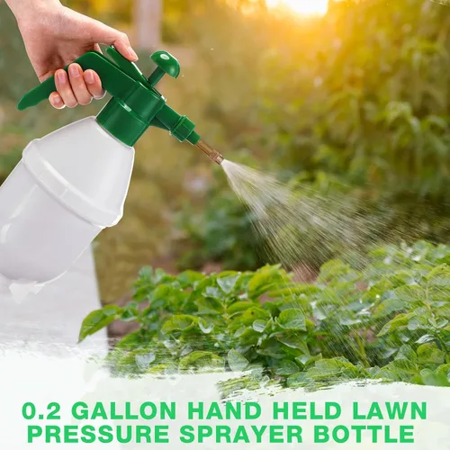 Vista 6 de Ziliny 2 botellas de pulverización de mano de 27 onzas, botellas de spray de jardín Mister, pulverizador de mano a presión para césped con boquilla
