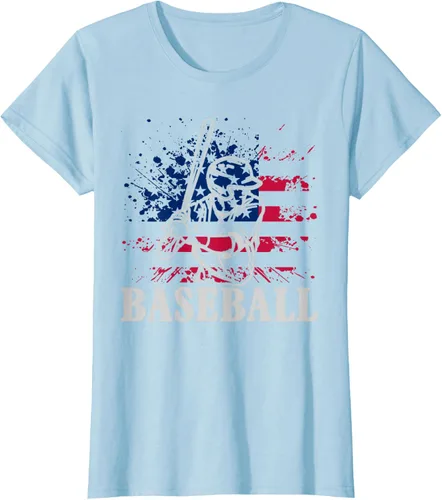 Vista 26 de Camiseta de béisbol deportiva estadounidense con bandera estadounidense, Negro, S