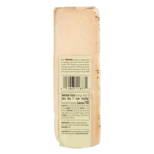 Vista 3 de Sartori Reserve Black Pepper BellaVitano Cheese Wedge, 5 onzas- 12 por caja. 12 wedges per case