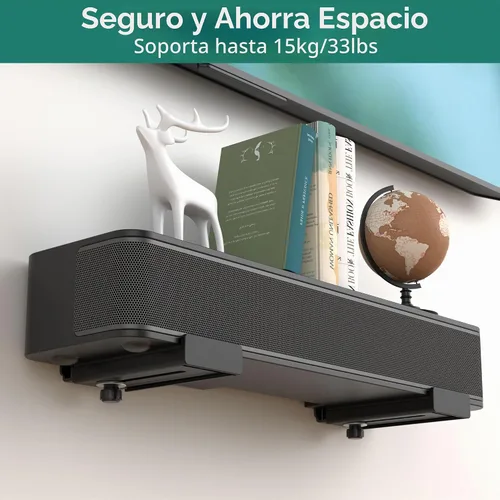 Vista 4 de HomeMount Soporte de pared para barra de sonido, soportes de barra de El metal resistente soporta 33 libras y mantiene tu barra de sonido debajo