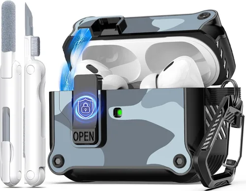 Vista 39 de R-fun Funda de carga compatible con AirPods de 2ª generación 2019, 1ª generación 2016, protección completa contra caídas, tapa desplegable