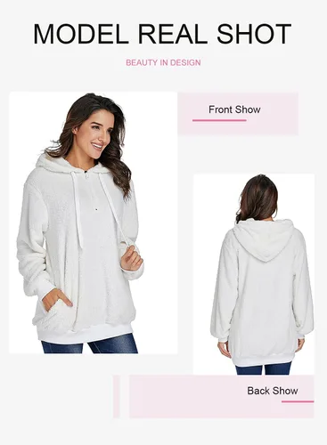 Vista 2 de Dokotoo - Sudadera con capucha para mujer, mullida, abrigada, informal, suelta, con bolsillos, ropa de exterior, tallas S-XXL