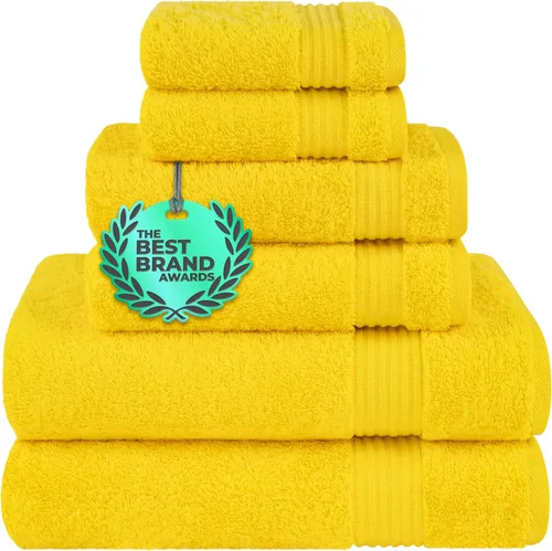 Vista 9 de Cotton Paradise Juego de 6 toallas, 100% algodón suave y absorbente turco para baño, 2 toallas de baño, 2 toallas de mano, 2 toallitas, juego