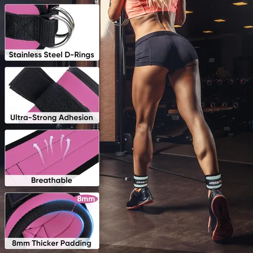 Vista 8 de APEXUP Pelota de yoga (M (19 "~22) 21.7 in + correa de tobillo para máquina de cable