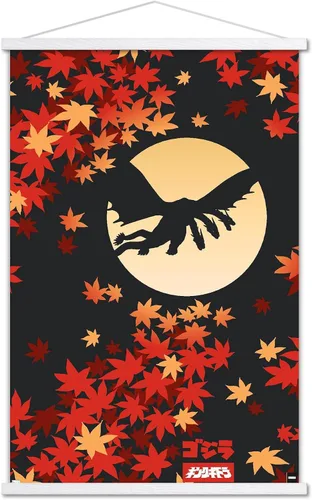 Vista 19 de Trends International Godzilla - Póster de pared de silueta, 22.4 pulgadas de largo x 14.7 pulgadas, versión enmarcada en madera de granero Versión