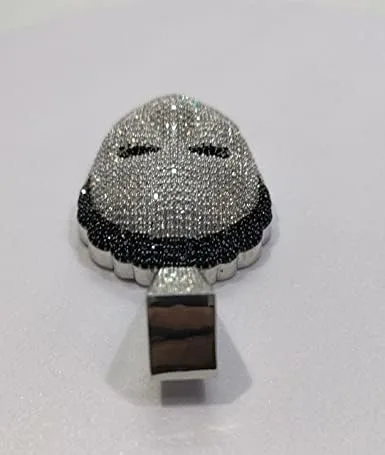 Vista 5 de DTJEWELS - Juego de puntas de corte redondo de 3.50 quilates, diamante blanco y negro, para hombre, máscara de Halloween, colgante de plata de ley