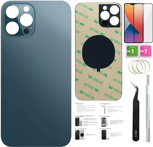 Vista 5 de 12 Pro Max - Carcasa trasera de repuesto para iPhone 12Pro Max (6.7 pulgadas) con cinta preinstalada, instrucciones de instalación