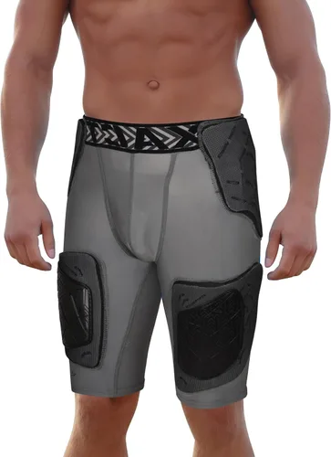 Vista 12 de Exxact Sports Gladiator - Faja de fútbol para adultos de 5 almohadillas para hombres con cadera, muslos, almohadillas para coxis, pantalones cortos