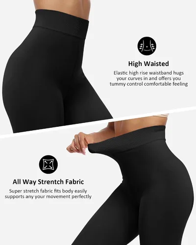 Vista 4 de NORMOV Leggings con forro polar cálido para mujer, medias térmicas gruesas de terciopelo