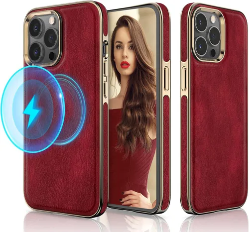 Vista 9 de LOHASIC Funda magnética diseñada para iPhone 14 Pro, cuero clásico [compatible con Mag-Safe] con forro de microfibra, fundas protectoras de cuerpo