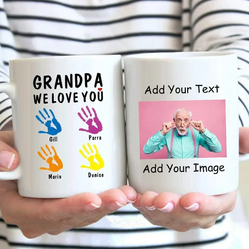 Vista 8 de InterestPrint Taza de café personalizada para papá con nombres de los niños, taza de Feliz Navidad de tus hijos pequeños favoritos, regalo