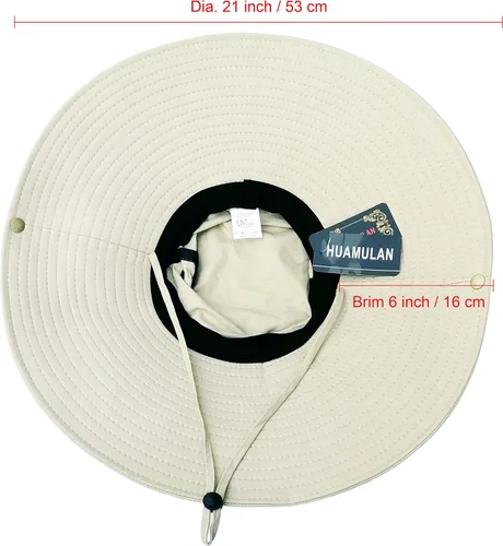 Vista 5 de HUAMULAN Sombreros de sol de ala súper ancha de 6 pulgadas, para hombres y mujeres, para pesca, senderismo, jardín, césped, trabajo, safari