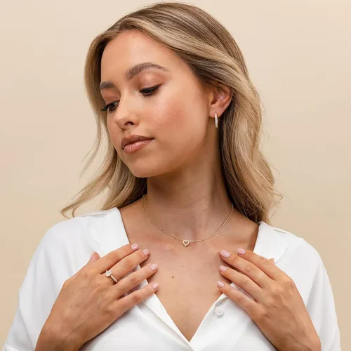 Vista 2 de PAVOI 14K Gold Plated Cubic Zirconia Heart Necklace Layered Necklaces Gold Necklaces for Women