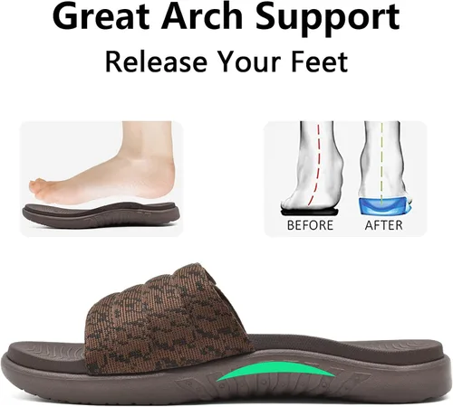 Vista 2 de ONCAI Sandalias deportivas para hombre, con puntera abierta, correas ajustables ortopédicas para fascitis plantar, sandalias deportivas con cojín