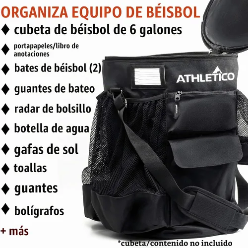 Vista 2 de Athletico Organizador de cubierta de cubo de béisbol - Bolsa de cubo de béisbol con asiento acolchado (negro)
