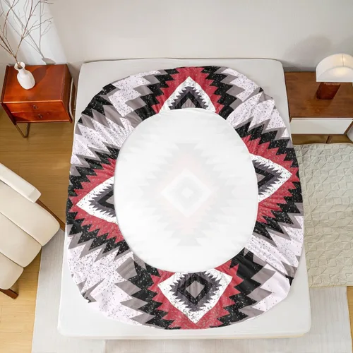 Vista 3 de Juego de sábanas bajeras de diseño nativo americano del suroeste para niños, niñas y adolescentes, juego de ropa de cama tribal para niños, niñas