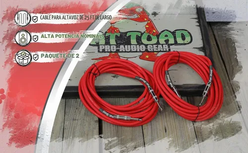 Vista 8 de Fat Toad Cables de altavoz de 25 pies de 1/4 pulgadas (serie Rojo-Flexpro), paquete de 2 cables de audio para DJ con conectores macho Jack, cable
