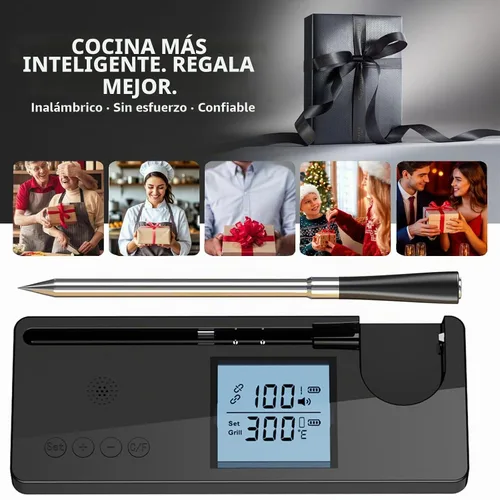 Vista 6 de Termómetro digital inalámbrico para carne con rango de 800 pies, termómetro Bluetooth 5.3 para alimentos con sonda de doble temperatura, pantalla