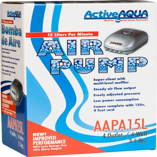 Vista 3 de Active Aqua 4-Outlet Air Pump, 6W, 15 L/min, Silver/Grey, Aquarium Aerator