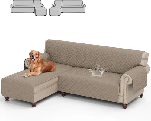 Vista 7 de cjc Funda de sofá reversible para perros con correas elásticas, resistente al agua, protector de muebles para mascotas, funda de sofá para sofá de 3