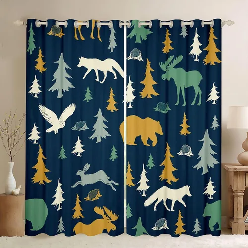 Vista 25 de Cortinas Opacas con Estampado de Piel de Vaca 30%-50% Cortinas Oscurecedoras de Piel de Animal de Granja Occidental para Dormitorio Sala de Estar