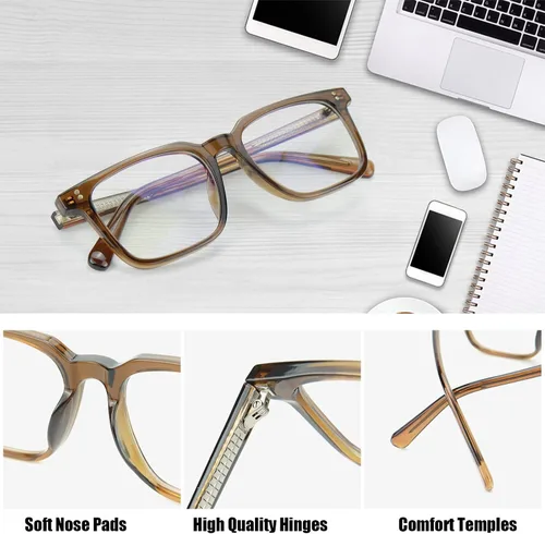 Vista 4 de Gafas de sol con clip de doble lente con marco óptico, gafas de computadora con bloqueo de luz azul UV400 antirreflejos para conducir, C6