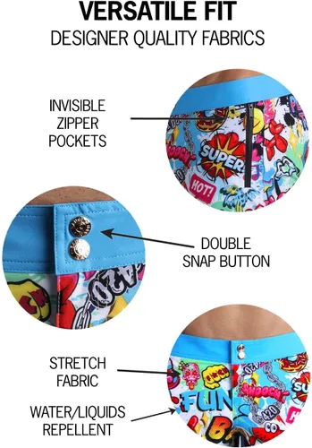 Vista 37 de Bang Men's Swimwear - Beach Shorts - Stretchy Quick-Dry All-Use Premium Swimsuit Trunk Square Cut
