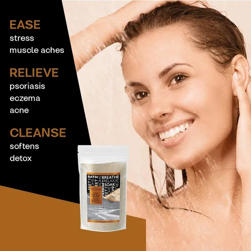Vista 5 de 2.43 libras de sal de baño del mar muerto en paquete resellable con máscara facial de barro del mar muerto 100% puro, máscara de 5 minutos, sin