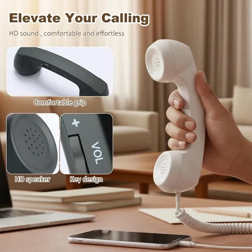 Vista 7 de Teléfono retro 2026, nuevo receptor de teléfono celular con micrófono y altavoz, teléfono retro vintage con cable, estilo teléfono fijo receptor