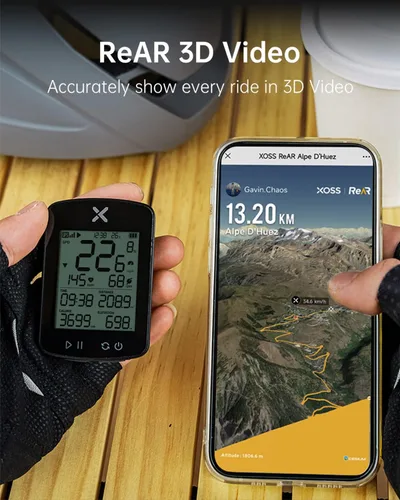 Vista 7 de XOSS G+ Gen2 GPS Bike Computer ANT+/ Bluetooth IPX7 Impermeable Ciclismo Ordenador de Ciclismo Recargable Velocímetro Odómetro con pantalla LCD
