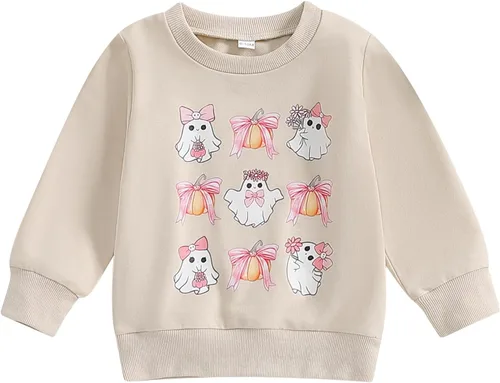 Vista 222 de Disfraz de Halloween para bebé, sudadera de calabaza con cuello redondo, suéter de manga larga, ropa de otoño