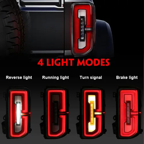 Vista 5 de Juego de luces traseras LED para Ford Bronco 2021-2025 Solo apto para accesorios halógenos originales Bronco, piezas de repuesto para lámparas