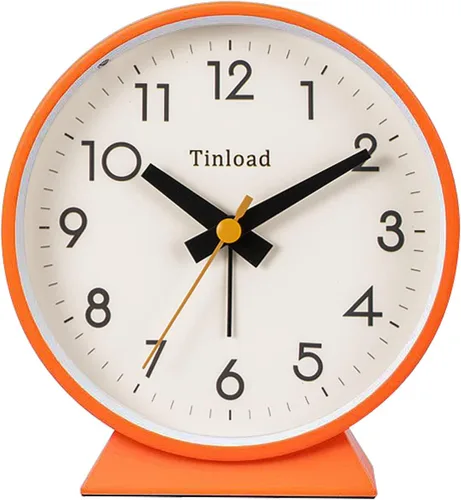 Vista 10 de Tinload Reloj despertador analógico retro antiguo de 4.5 pulgadas, funciona con pilas, pequeño reloj silencioso de mesita de noche, iluminado bajo