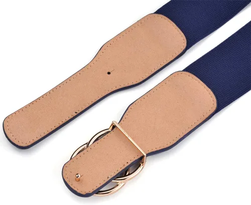 Vista 5 de Beltox - Cinturones elásticos de cintura ancha para mujer, con doble anillo, hebilla doradaplateada, Oro, plata