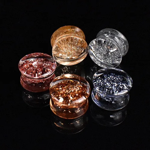 Vista 2 de 10 unidades5 pares de lentejuelas metálicas de acrílico para los túneles de oído, aretes de calibre doble acampanados, extensión de oreja