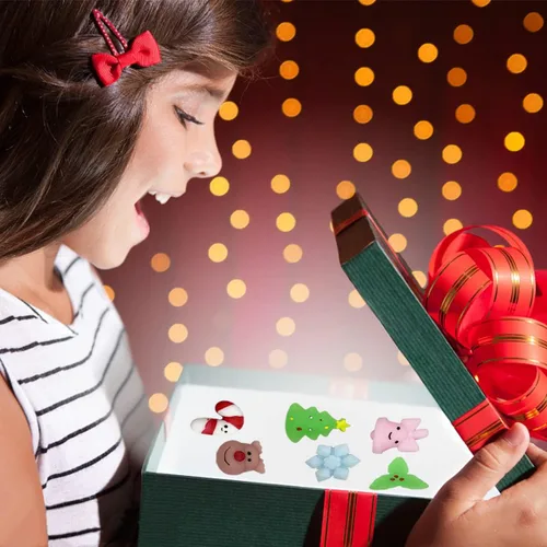 Vista 7 de Anditoy 100 piezas de juguetes esponjosos de Navidad Mochi Squishy de Navidad, juguetes esponjosos de Navidad para niños, niñas, niños pequeños