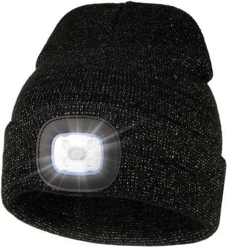 Vista 29 de MELASA Gorro unisex con luz, recargable por USB, manos libres, gorro LED, regalos de invierno para hombres Tinte amarillo albaricoque